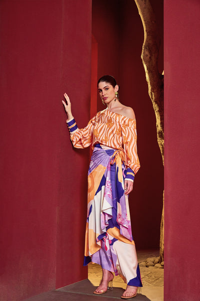 Mandira Wirk Orange Eucalyptus Co-ord indian designer wear online shopping melange singapore