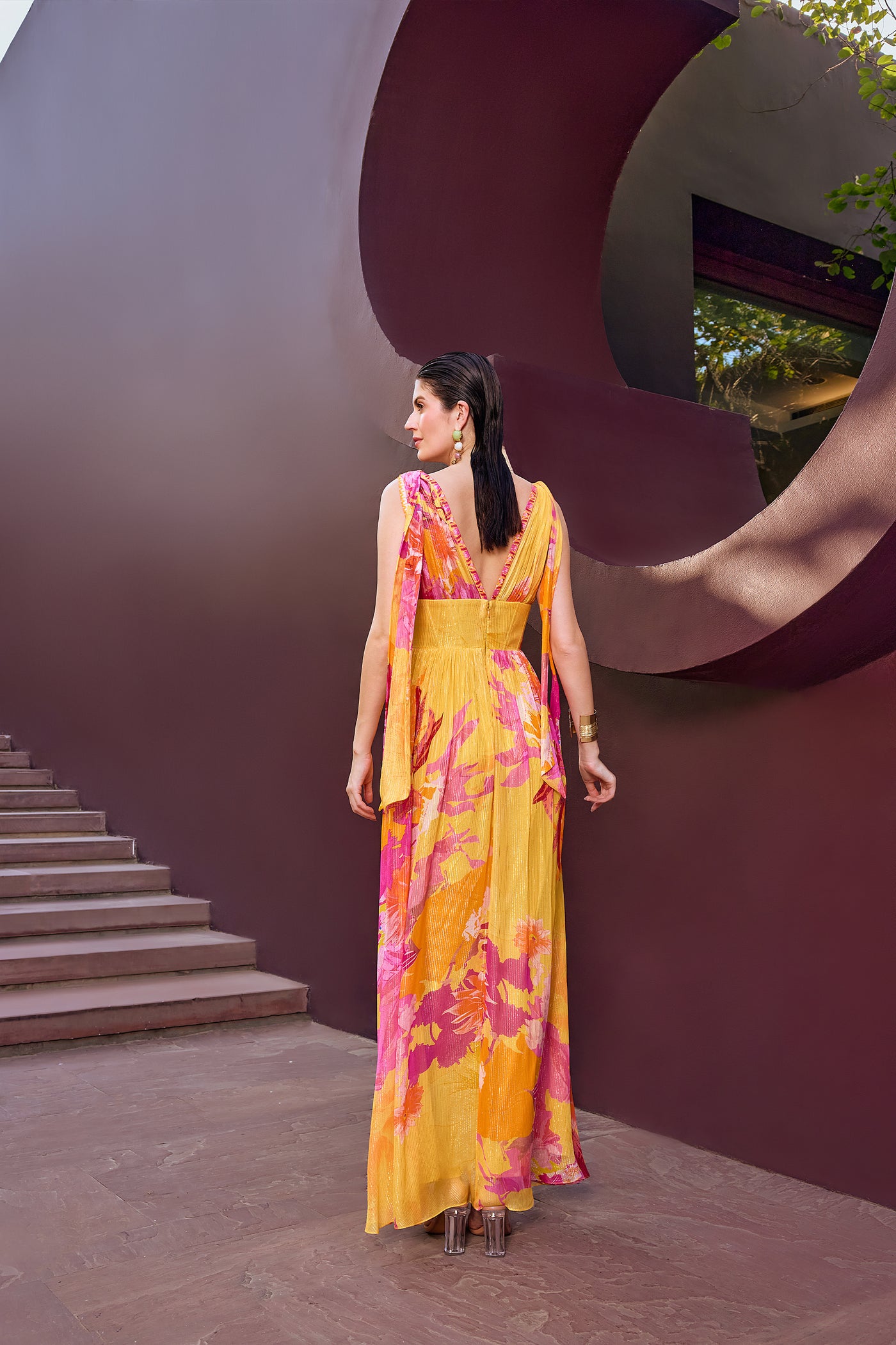 Mandira Wirk Orche Floral Fantasy Dress indian designer wear online shopping melange singapore