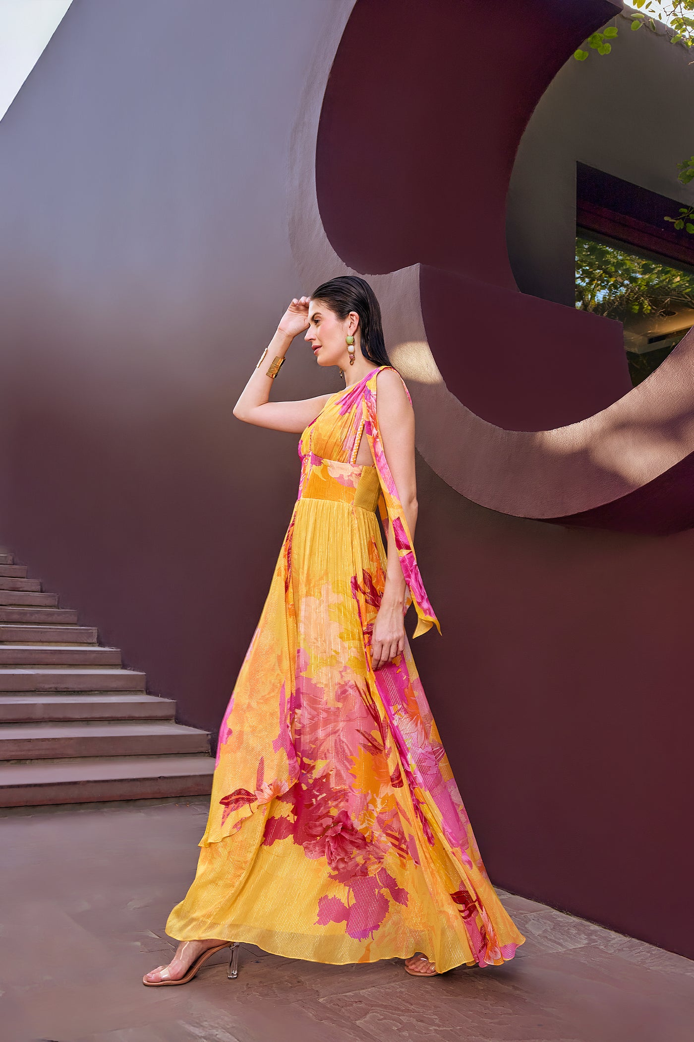 Mandira Wirk Orche Floral Fantasy Dress indian designer wear online shopping melange singapore