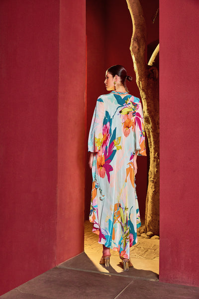 Mandira Wirk Sky Asymmetrical Kaftan Dress indian designer wear online shopping melange singapore