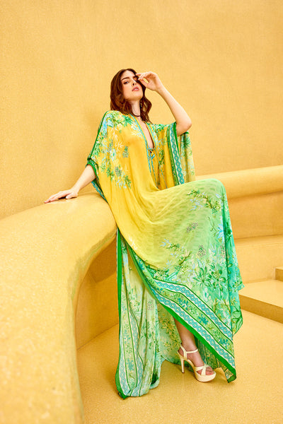 Mandira Wirk Yellow Ombre Kaftan indian designer wear online shopping melange singapore