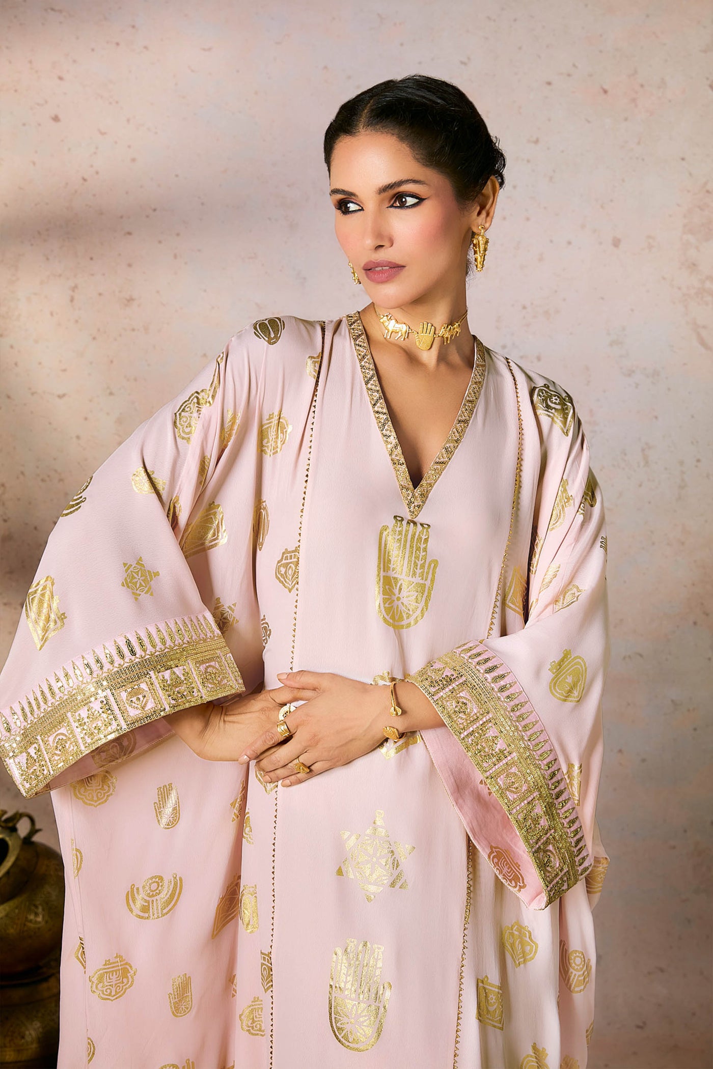 Masaba Baby Pink Trinkets Kaftan indian designer wear online shopping melange singapore