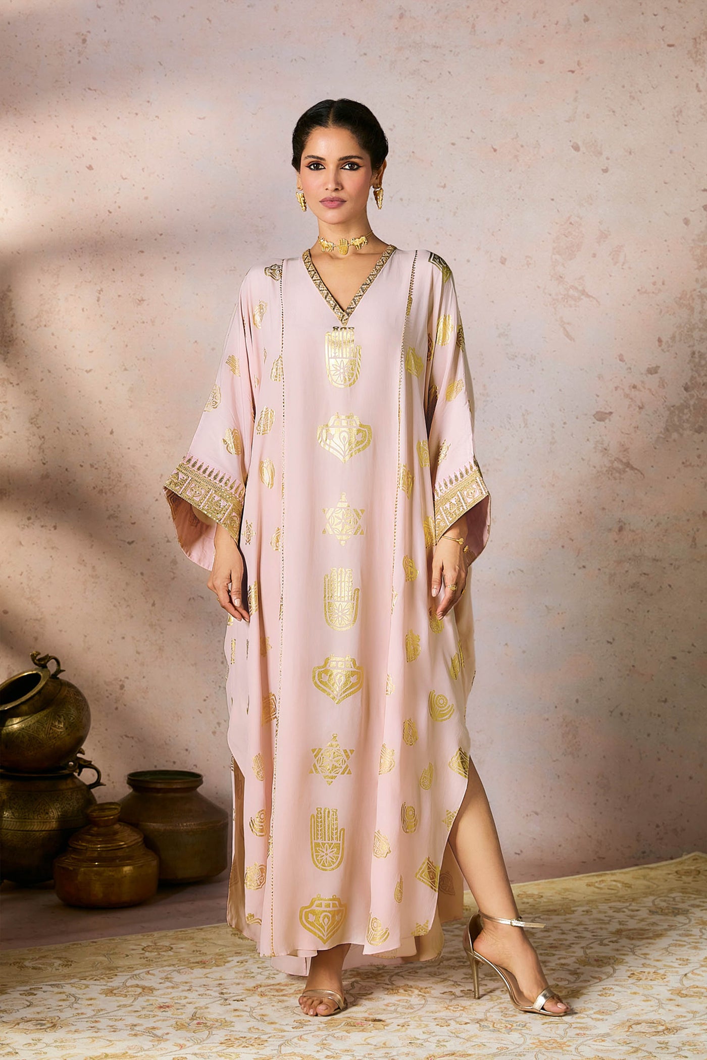 Masaba Baby Pink Trinkets Kaftan indian designer wear online shopping melange singapore