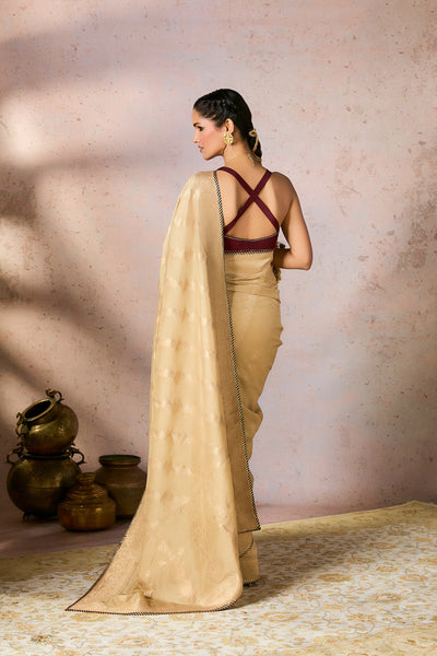 Masaba Beige Jacquard Saree indian designer wear online shopping melange singapore