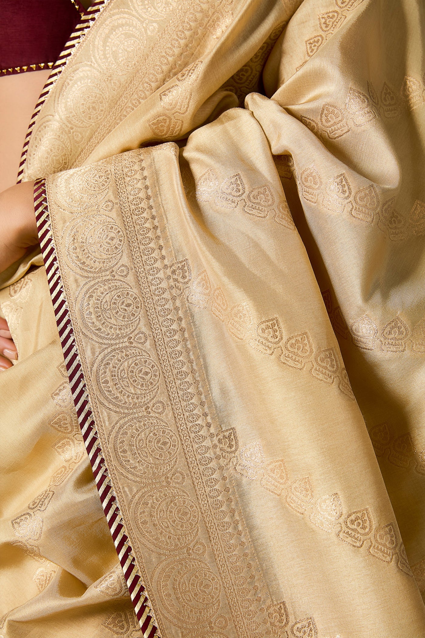 Masaba Beige Jacquard Saree indian designer wear online shopping melange singapore