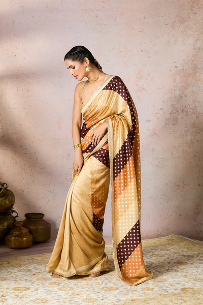 Masaba Beige Stripe Foil Saree indian designer wear online shopping melange singapore