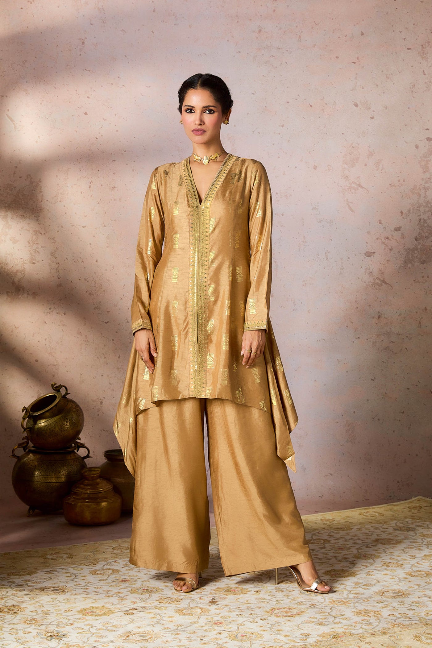 Masaba Beige Timber Tribe Tunic Set indian designer wear online shopping melange singapore