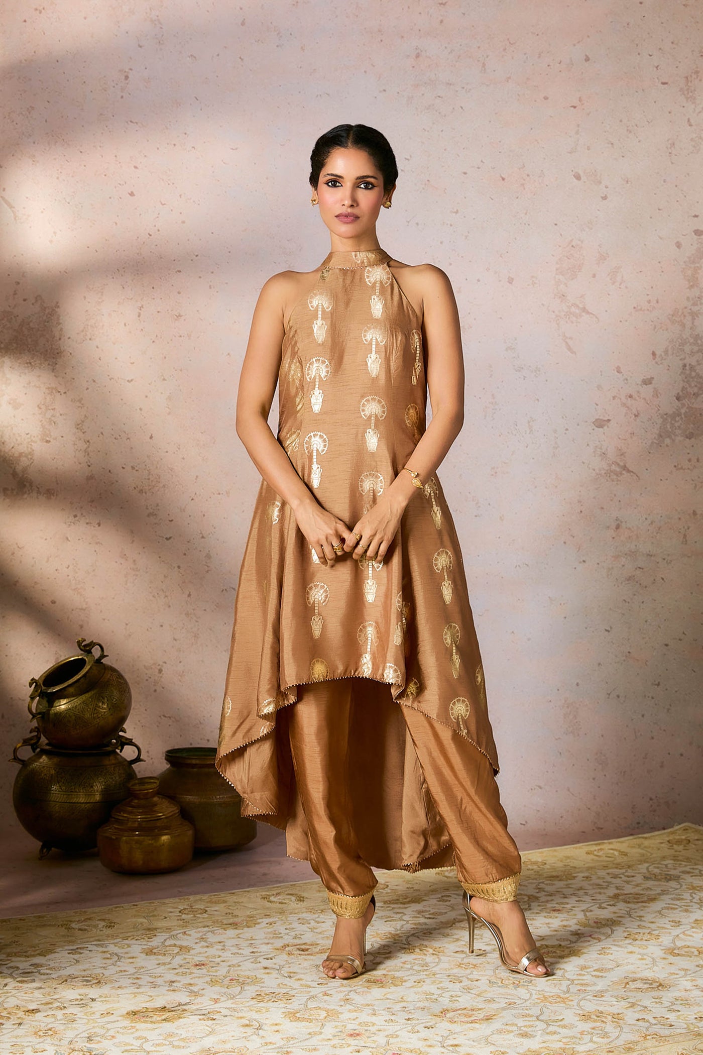 Masaba Beige Traveler's Palm Tunic Set indian designer wear online shopping melange singapore