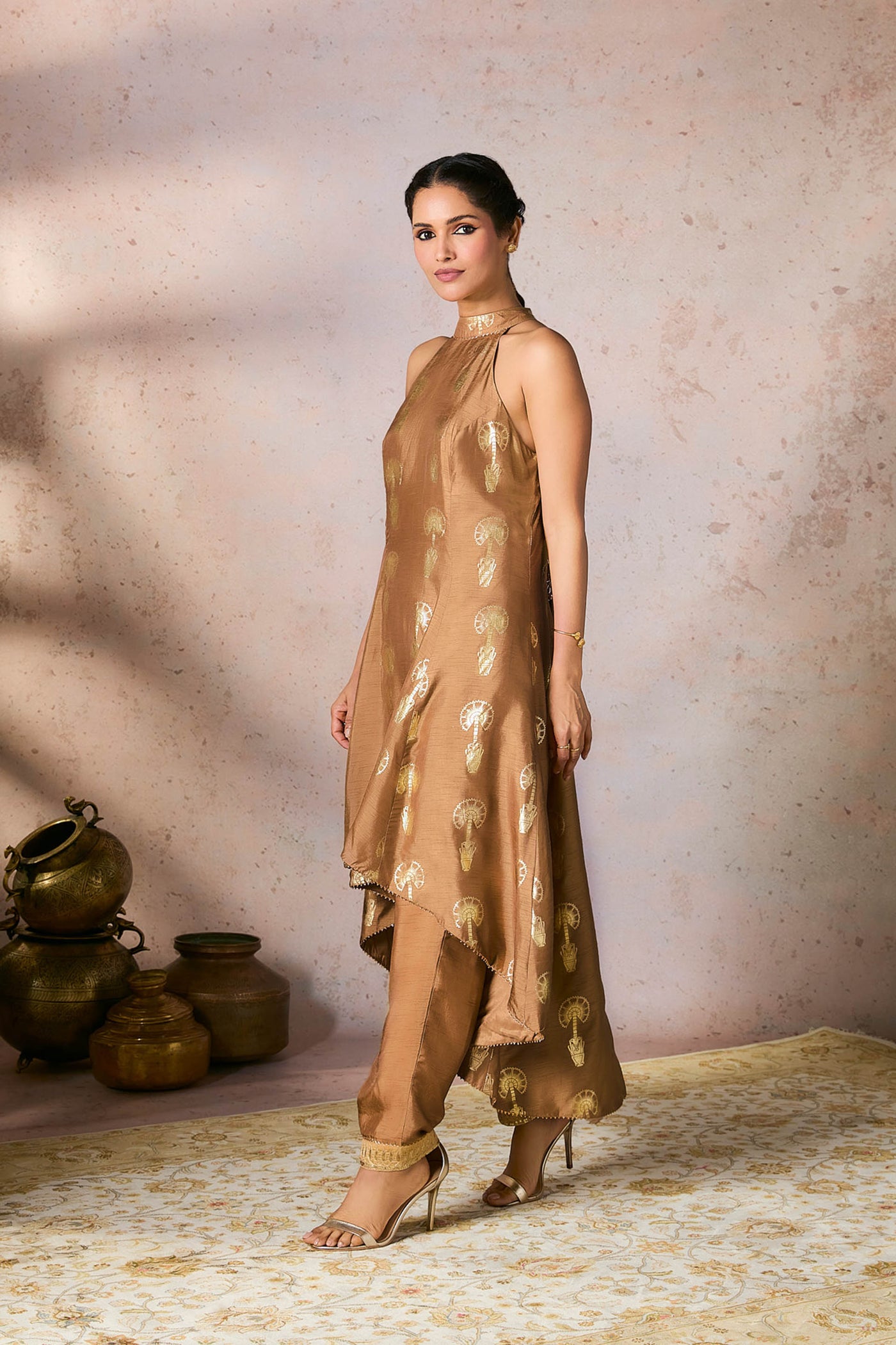 Masaba Beige Traveler's Palm Tunic Set indian designer wear online shopping melange singapore