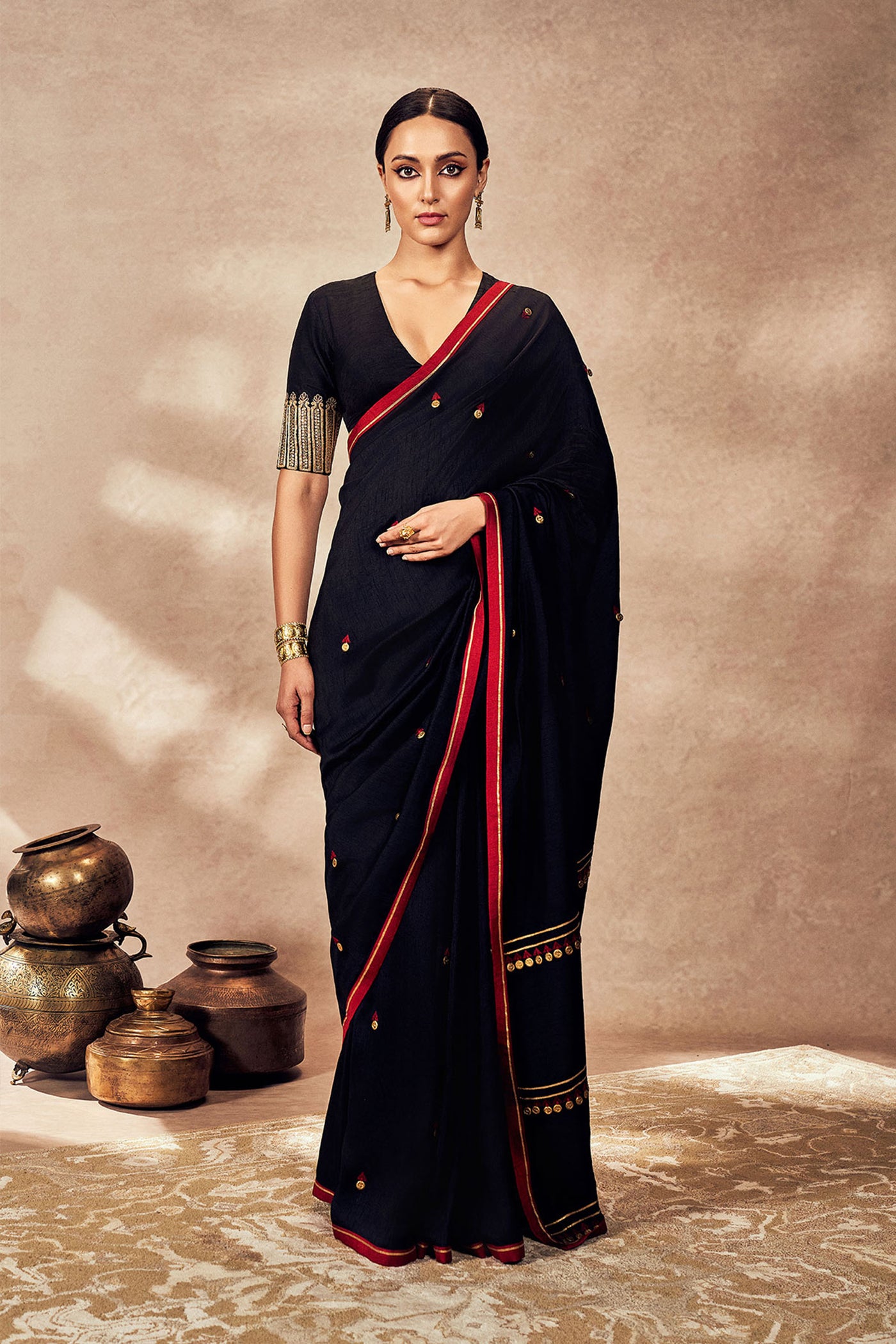 Masaba Black Coin Work Saree indian designer wear online shopping melange singapore