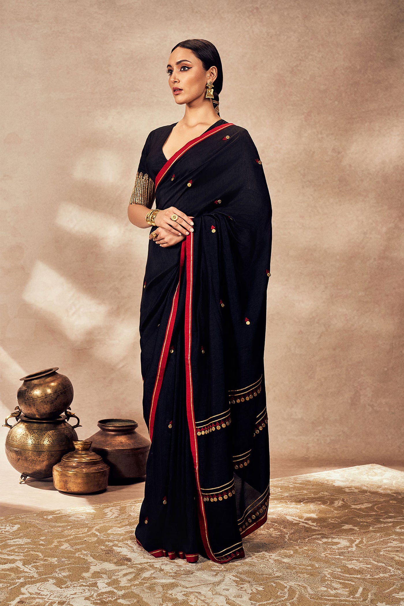 Masaba Black Coin Work Saree indian designer wear online shopping melange singapore