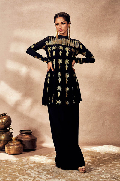 Masaba Black Traveler's Palm Tunic Set indian designer wear online shopping melange singapore