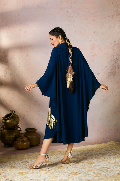 Masaba Blue Palm Foil Kaftan indian designer wear online shopping melange singapore