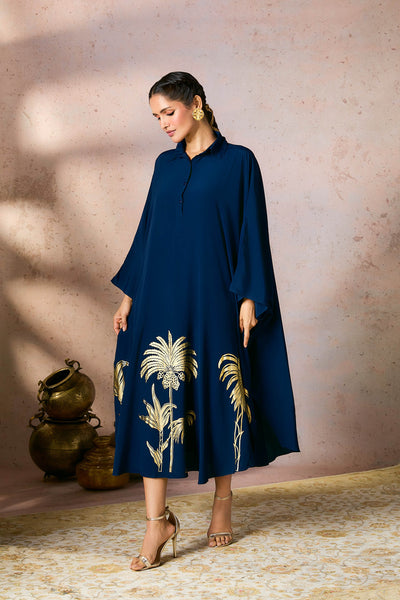 Masaba Blue Palm Foil Kaftan indian designer wear online shopping melange singapore