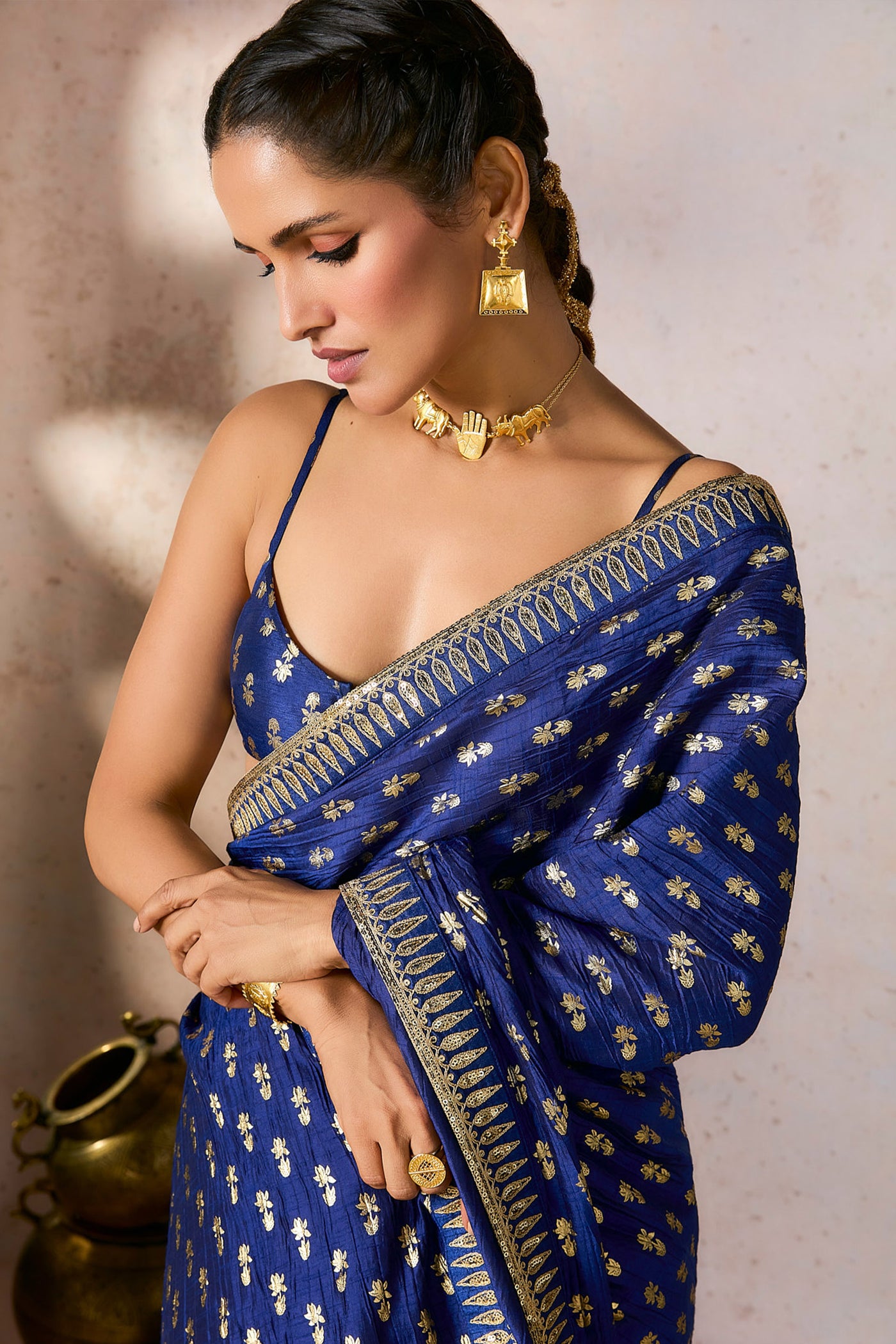 Masaba Blue Whispering Lily Crush Saree indian designer wear online shopping melange singapore