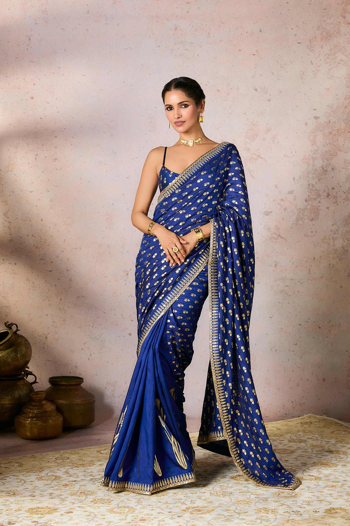 Blue Whispering Lily Crush Saree