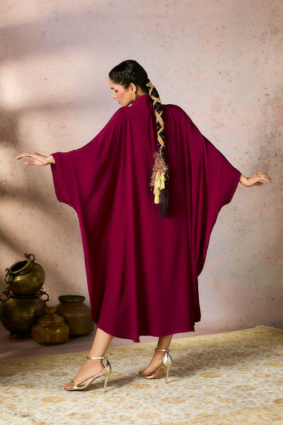 Masaba Cranberry Palm Foil Print Kaftan indian designer wear online shopping melange singapore