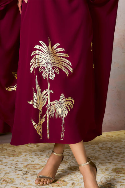 Masaba Cranberry Palm Foil Print Kaftan indian designer wear online shopping melange singapore