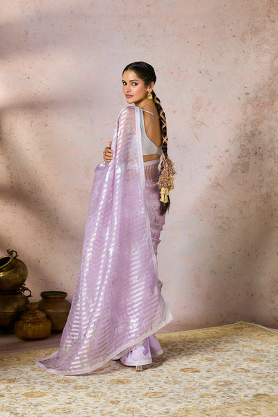 Masaba Lilac Striped Zari Saree indian designer wear online shopping melange singapore