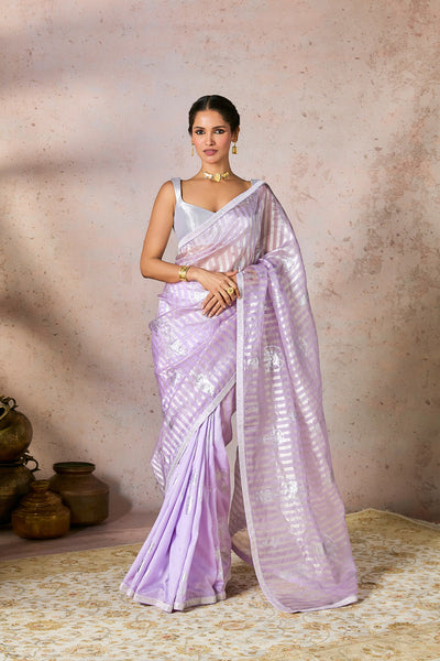 Masaba Lilac Striped Zari Saree indian designer wear online shopping melange singapore