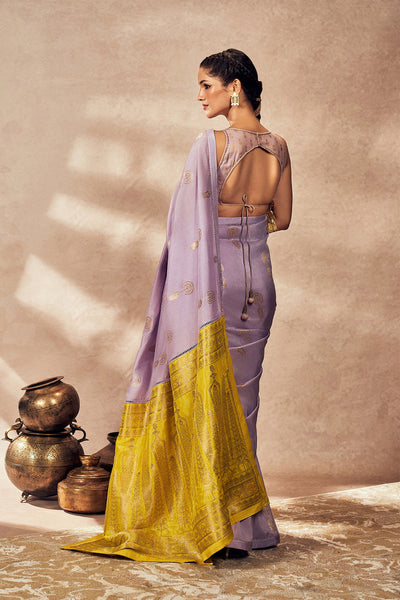 Masaba Lime And Lilac Jacquard Saree indian designer wear online shopping melange singapore