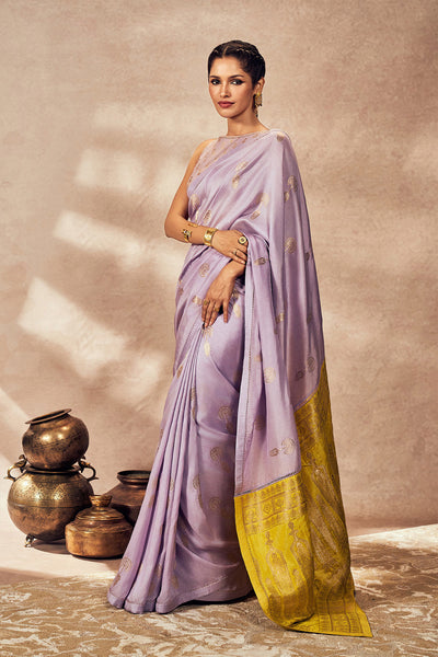 Masaba Lime And Lilac Jacquard Saree indian designer wear online shopping melange singapore