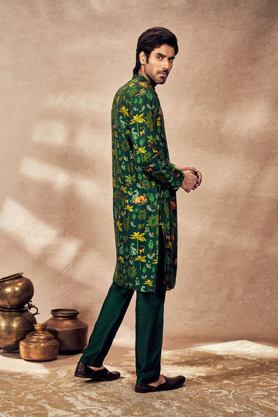 Masaba Menswear Green Tropical Rhapsody Kurta indian designer wear online shopping melange singapore