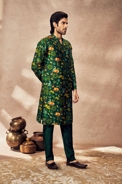 Masaba Menswear Green Tropical Rhapsody Kurta Set indian designer wear online shopping melange singapore