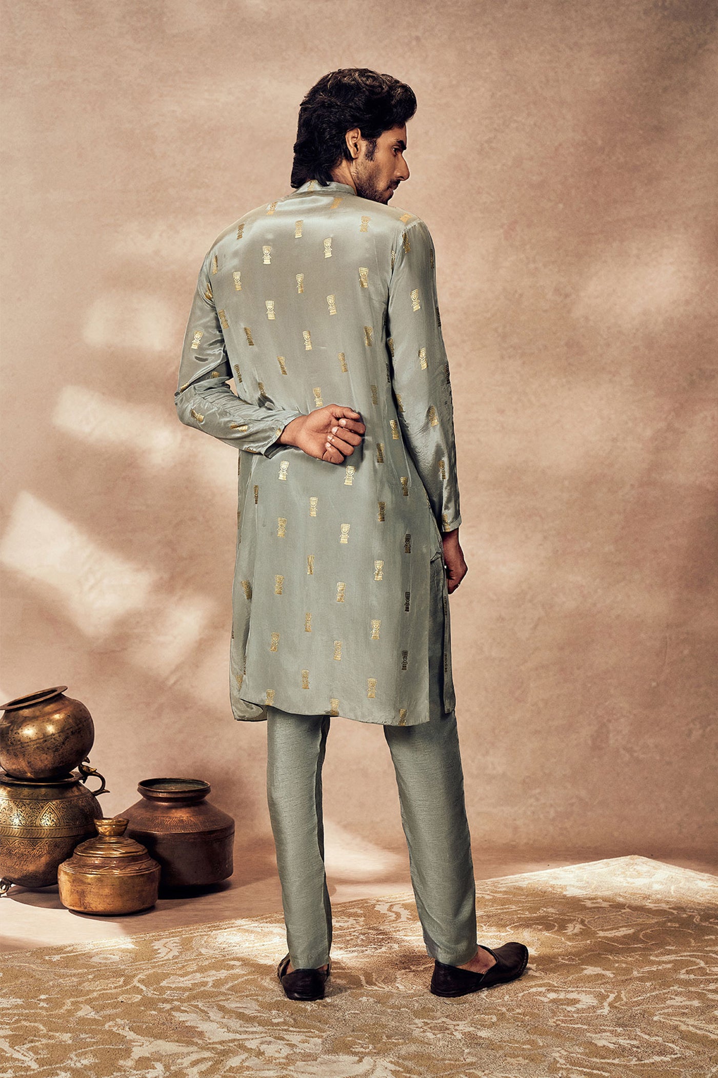 Masaba Menswear Grey Timber Tribe Kurta indian designer wear online shopping melange singapore