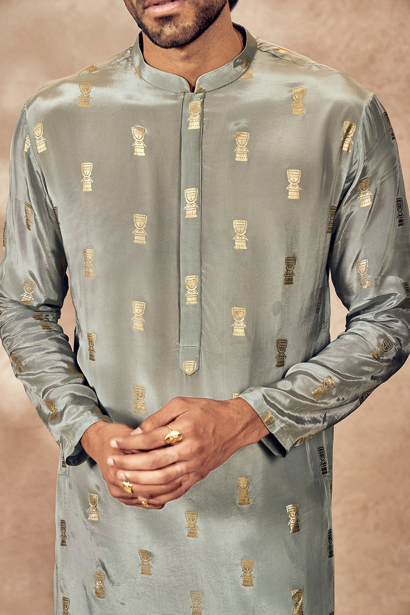 Masaba Menswear Grey Timber Tribe Kurta Set indian designer wear online shopping melange singapore