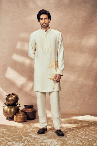 Masaba Menswear Ivory Palm Blooms Kurta indian designer wear online shopping melange singapore