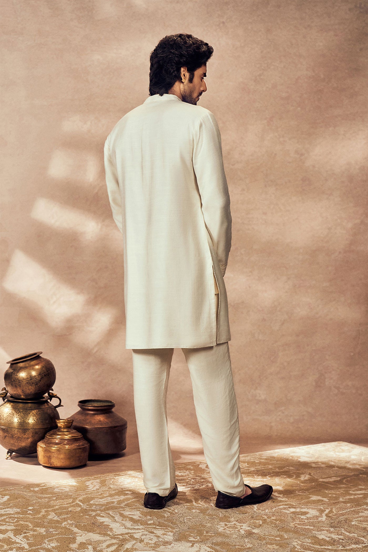 Masaba Menswear Ivory Palm Blooms Kurta Set indian designer wear online shopping melange singapore