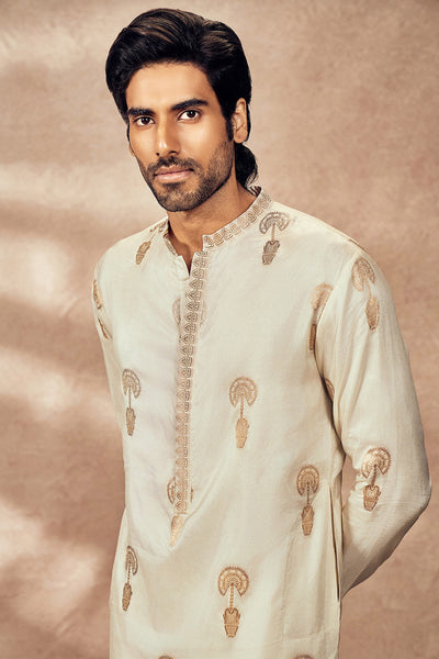 Masaba Menswear Ivory Traveller's Palm Jacquard Kurta indian designer wear online shopping melange singapore