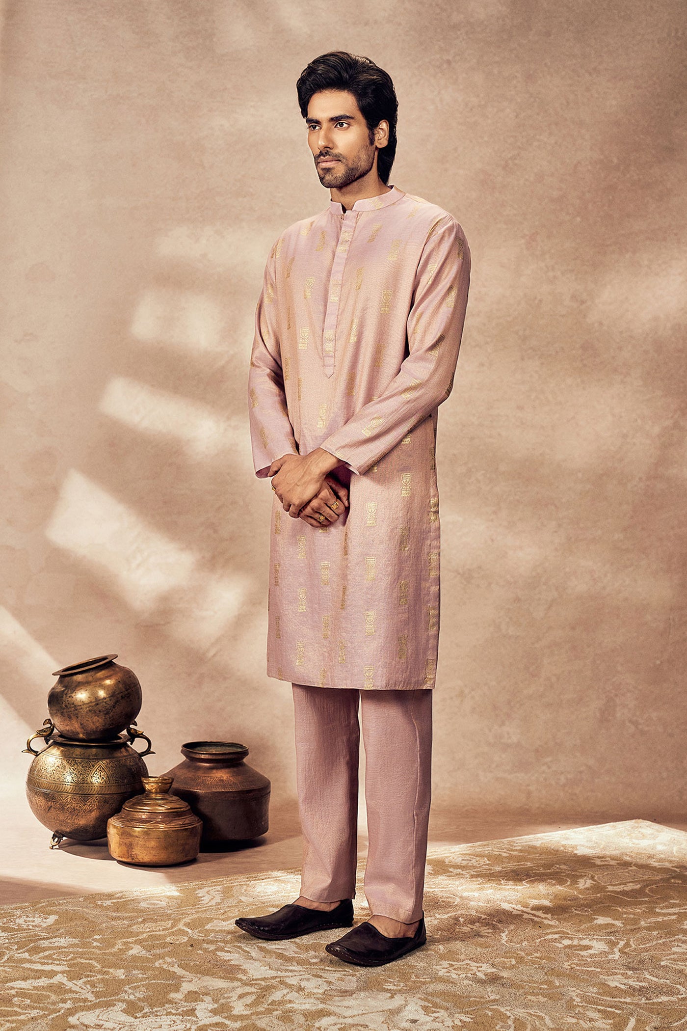 Masaba Menswear Lilac Timber Tribe Kurta Set indian designer wear online shopping melange singapore