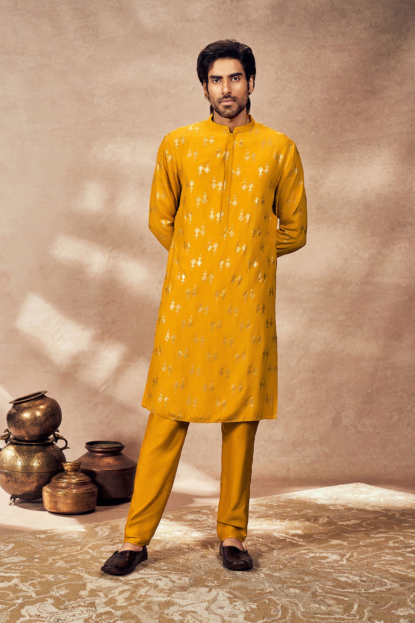 Masaba Menswear Yellow Mystic Kurta indian designer wear online shopping melange singapore