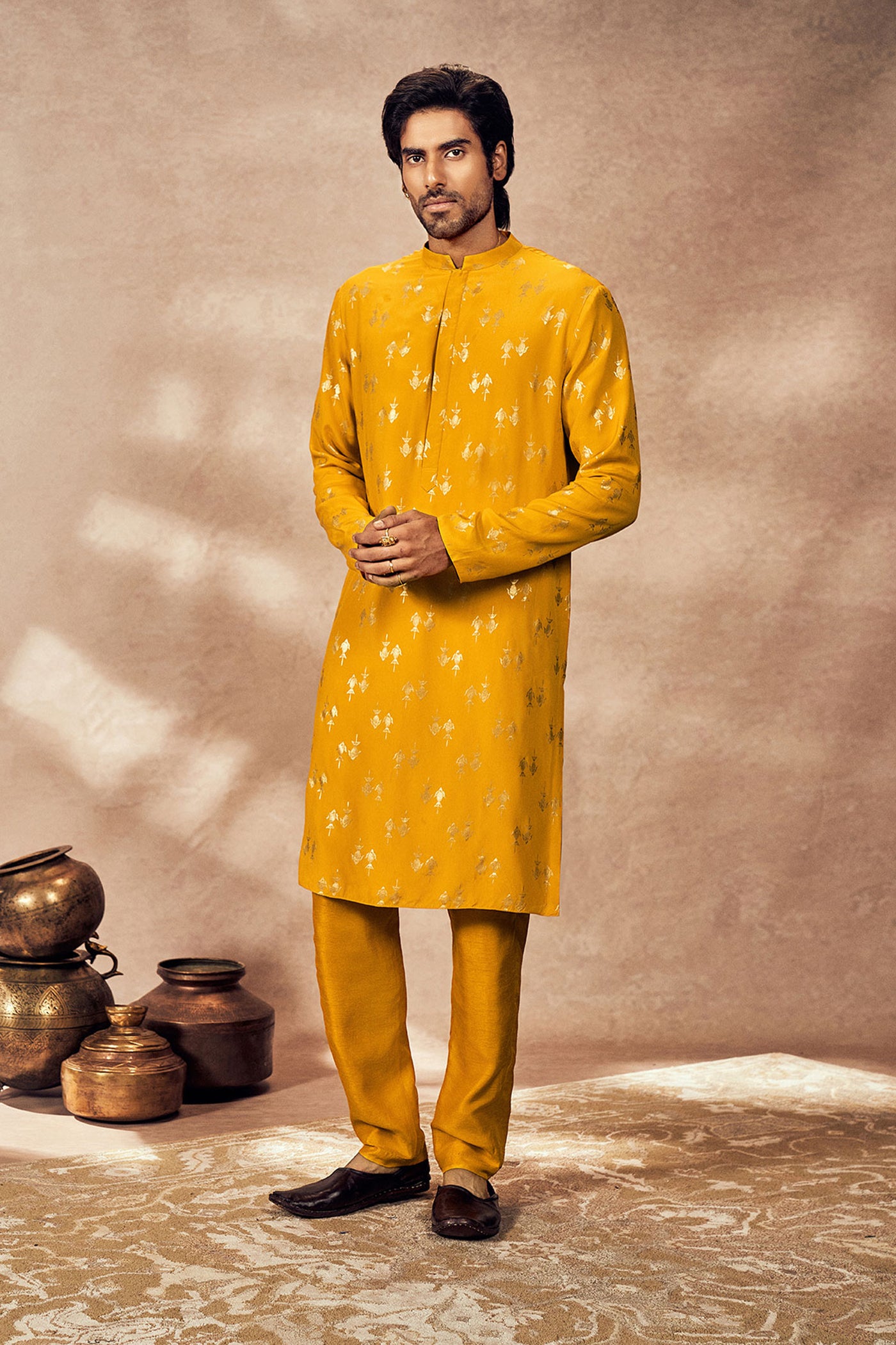 Masaba Menswear Yellow Mystic Kurta Set indian designer wear online shopping melange singapore