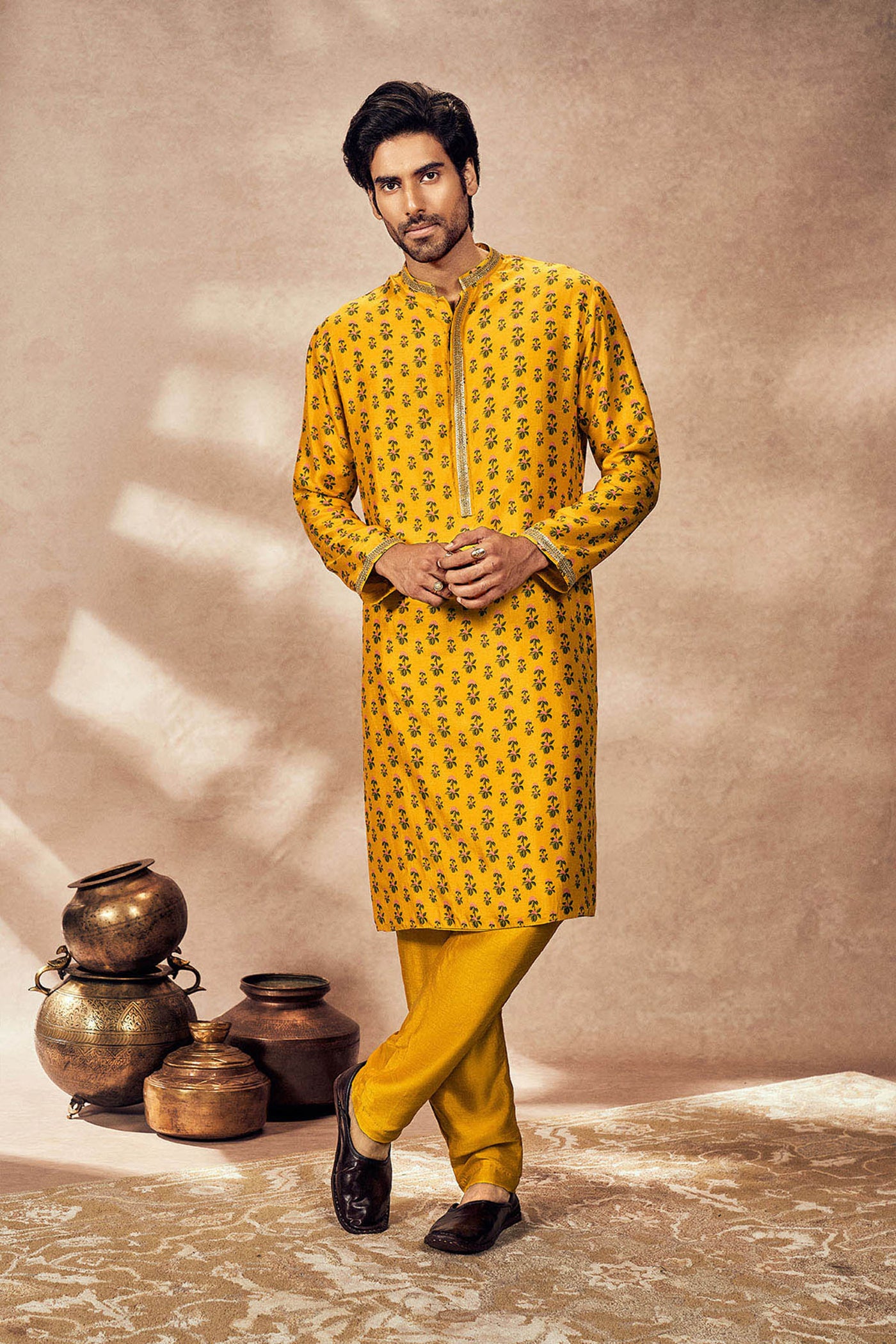 Masaba Menswear Yellow Pixie Dust Kurta indian designer wear online shopping melange singapore