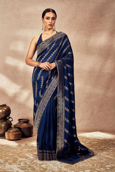 Masaba Navy Blue Jacquard Saree indian designer wear online shopping melange singapore