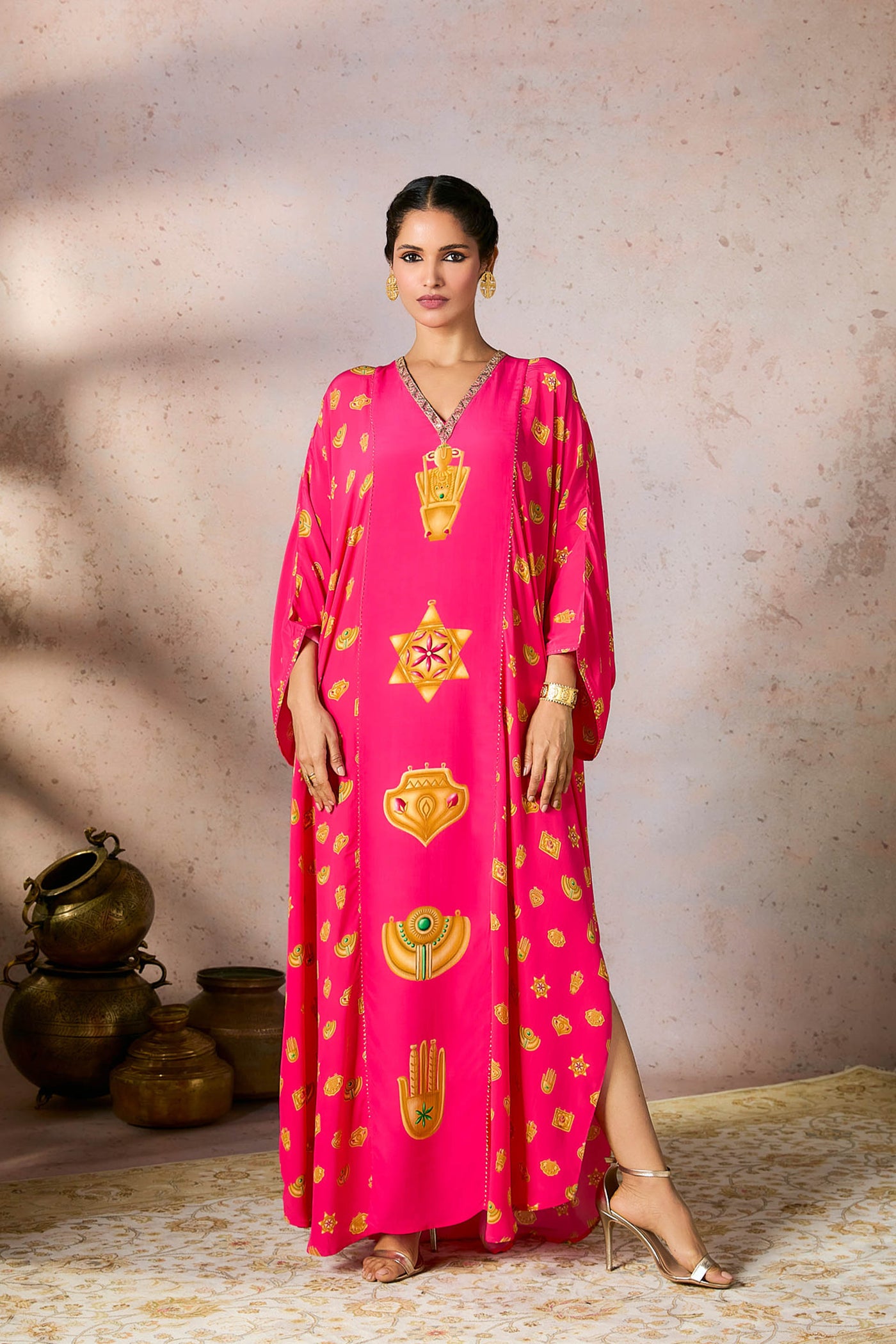 Masaba Pink Trinkets Kaftan indian designer wear online shopping melange singapore