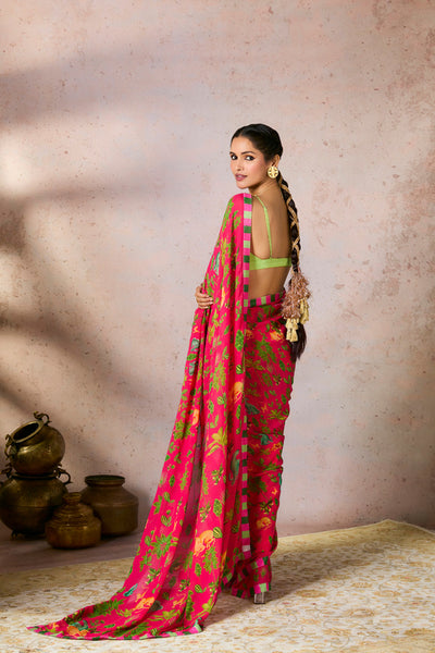 Masaba Pink Tropical Rhapsody Saree indian designer wear online shopping melange singapore