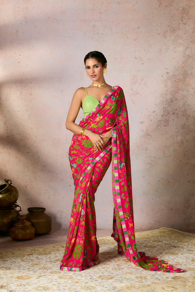 Masaba Pink Tropical Rhapsody Saree indian designer wear online shopping melange singapore