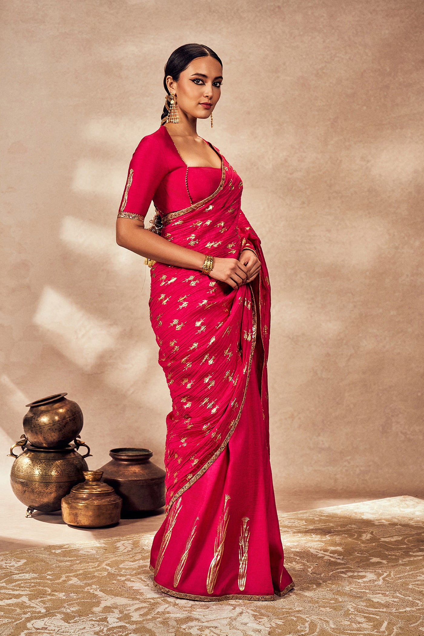 Masaba Pink Whispering Lily Crush Saree indian designer wear online shopping melange singapore