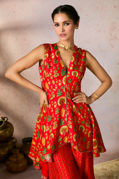 Masaba Red Nomadic Tribe Tunic Set indian designer wear online shopping melange singapore