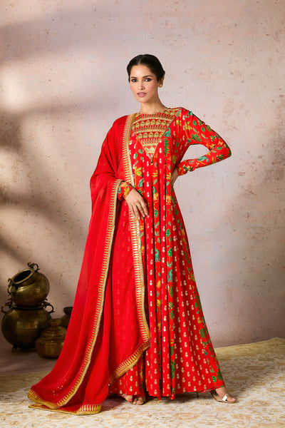 Masaba Red Tropical Rhapsody Anarkali Set indian designer wear online shopping melange singapore