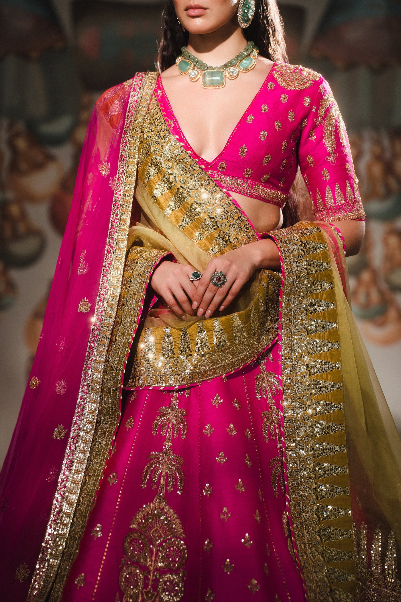 Masaba Rose Falooda Lehenga Set Rani Pink indian designer wear online shopping melange singapore