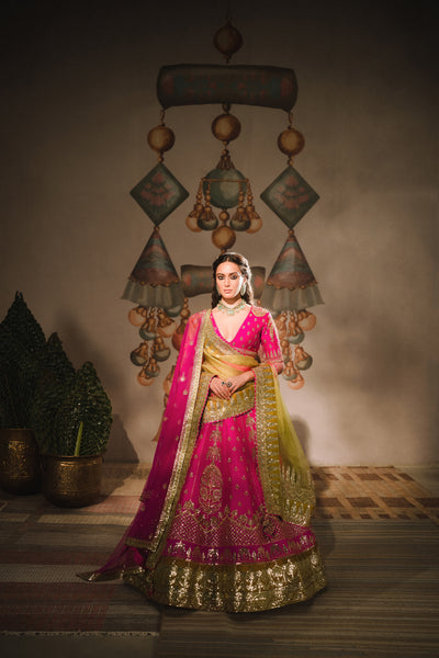 Masaba Rose Falooda Lehenga Set Rani Pink indian designer wear online shopping melange singapore