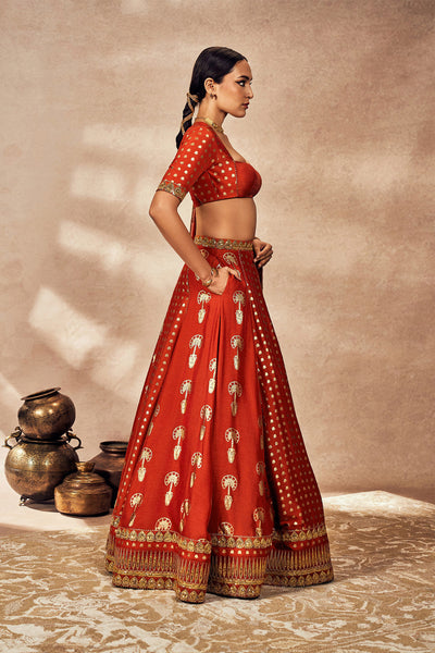 Masaba Rust Foil Lehenga Set indian designer wear online shopping melange singapore