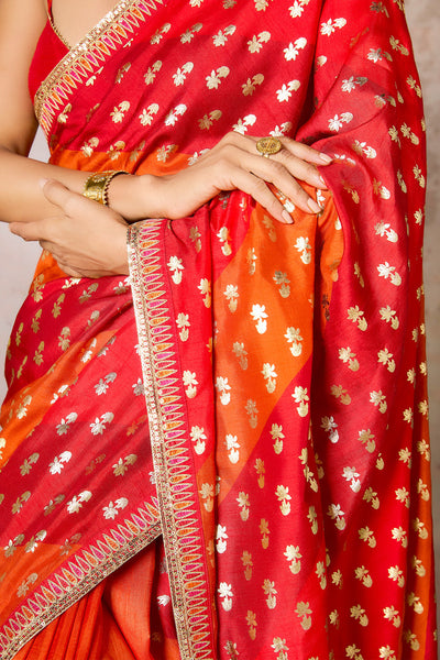 Masaba Rust Stripe Foil Saree indian designer wear online shopping melange singapore