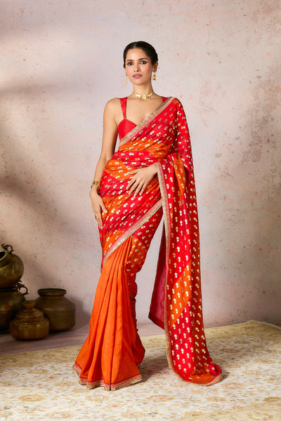 Masaba Rust Stripe Foil Saree indian designer wear online shopping melange singapore