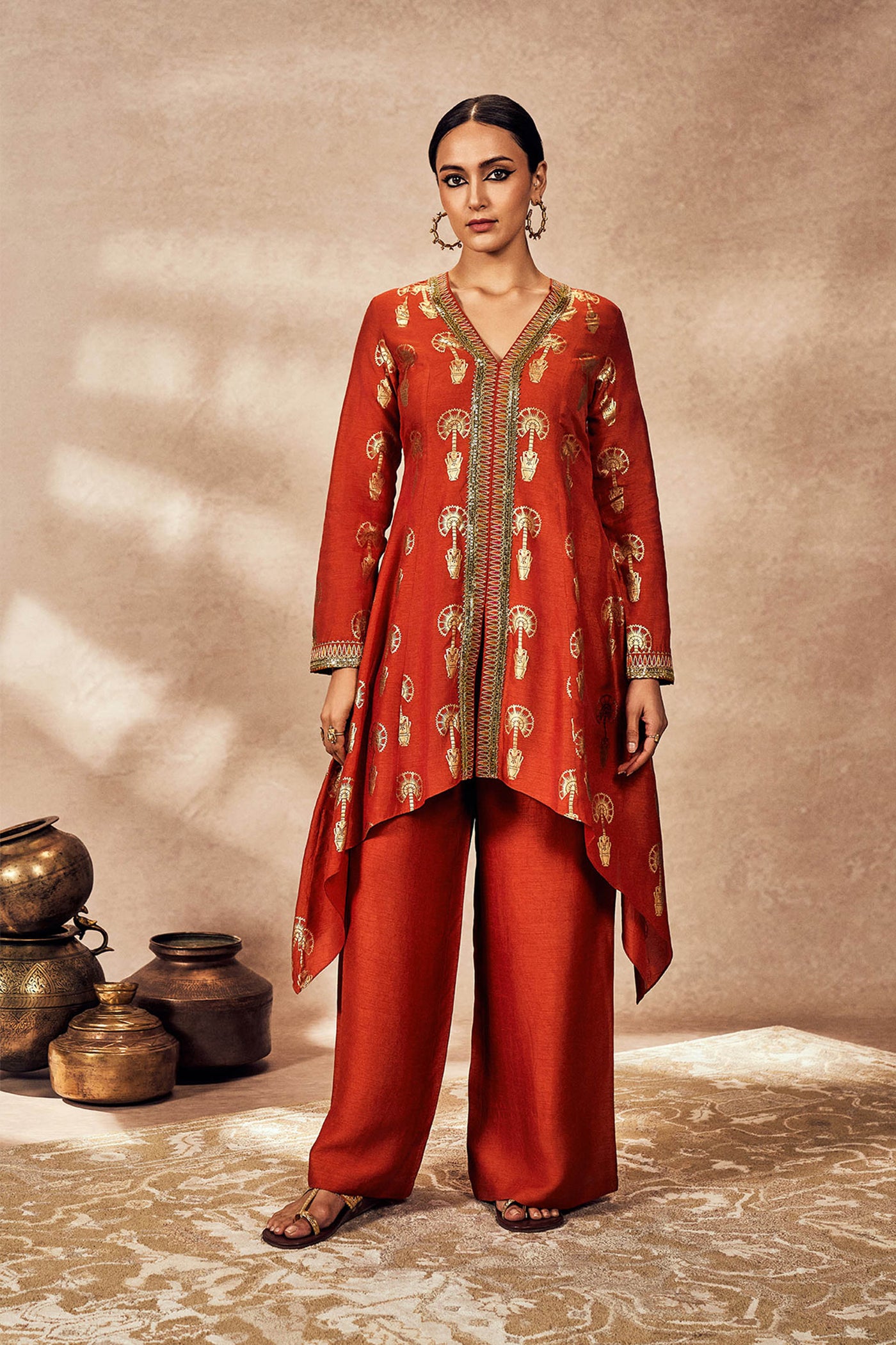 Masaba Rust Traveler's Palm Tunic Set indian designer wear online shopping melange singapore